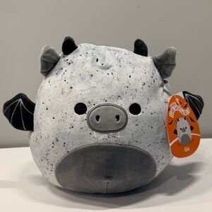 8” Gio Squishmallows Speckled Gray and Black Bat Pillow